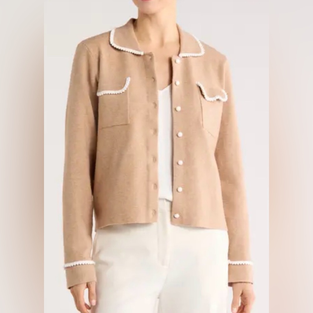 Cyrus Contrast Trim Button Front Cardigan